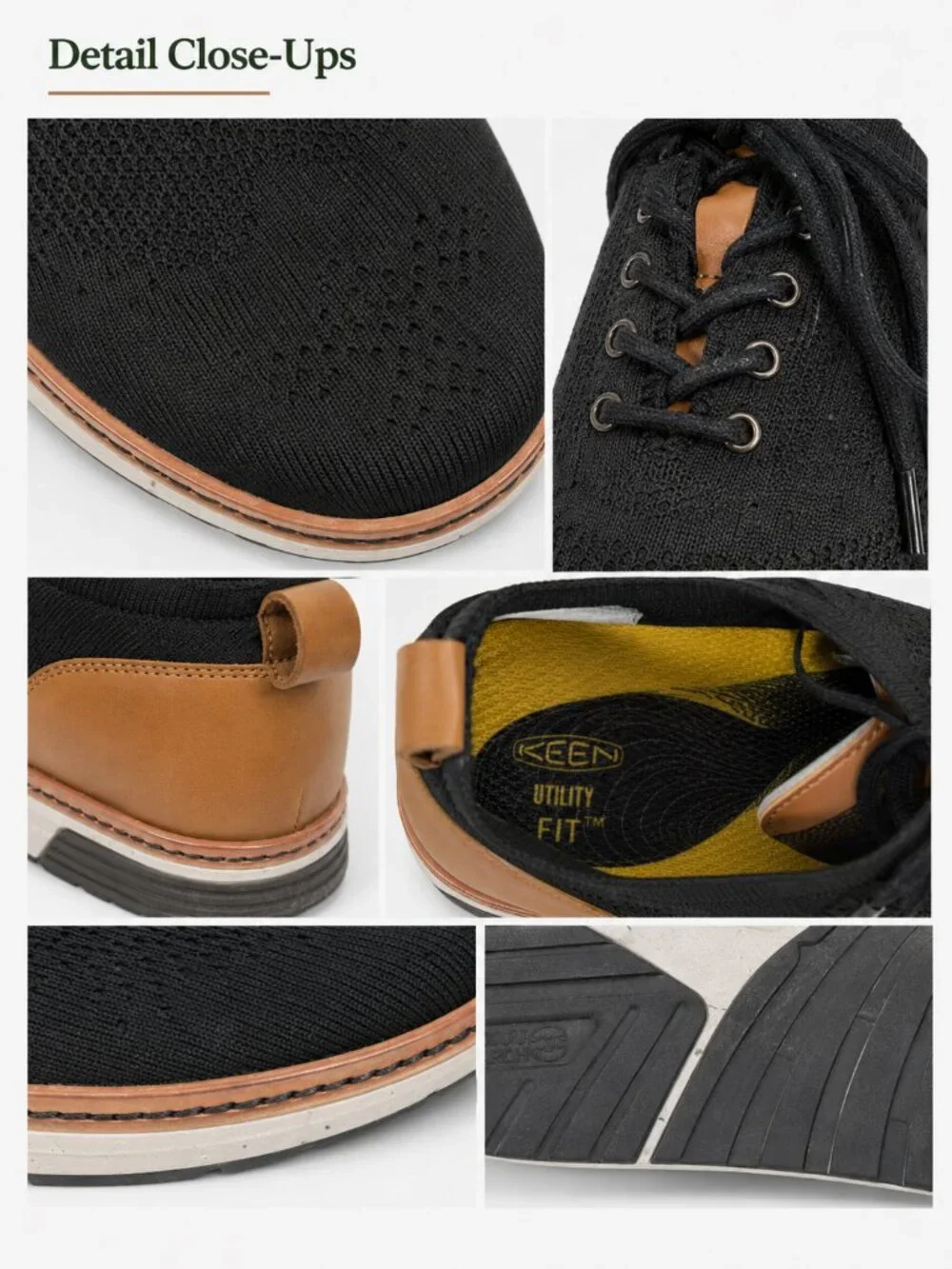 Jambu Franklin MJ19FRA01 Men's 10.5M Black Tan Knit Leather Oxford Shoes